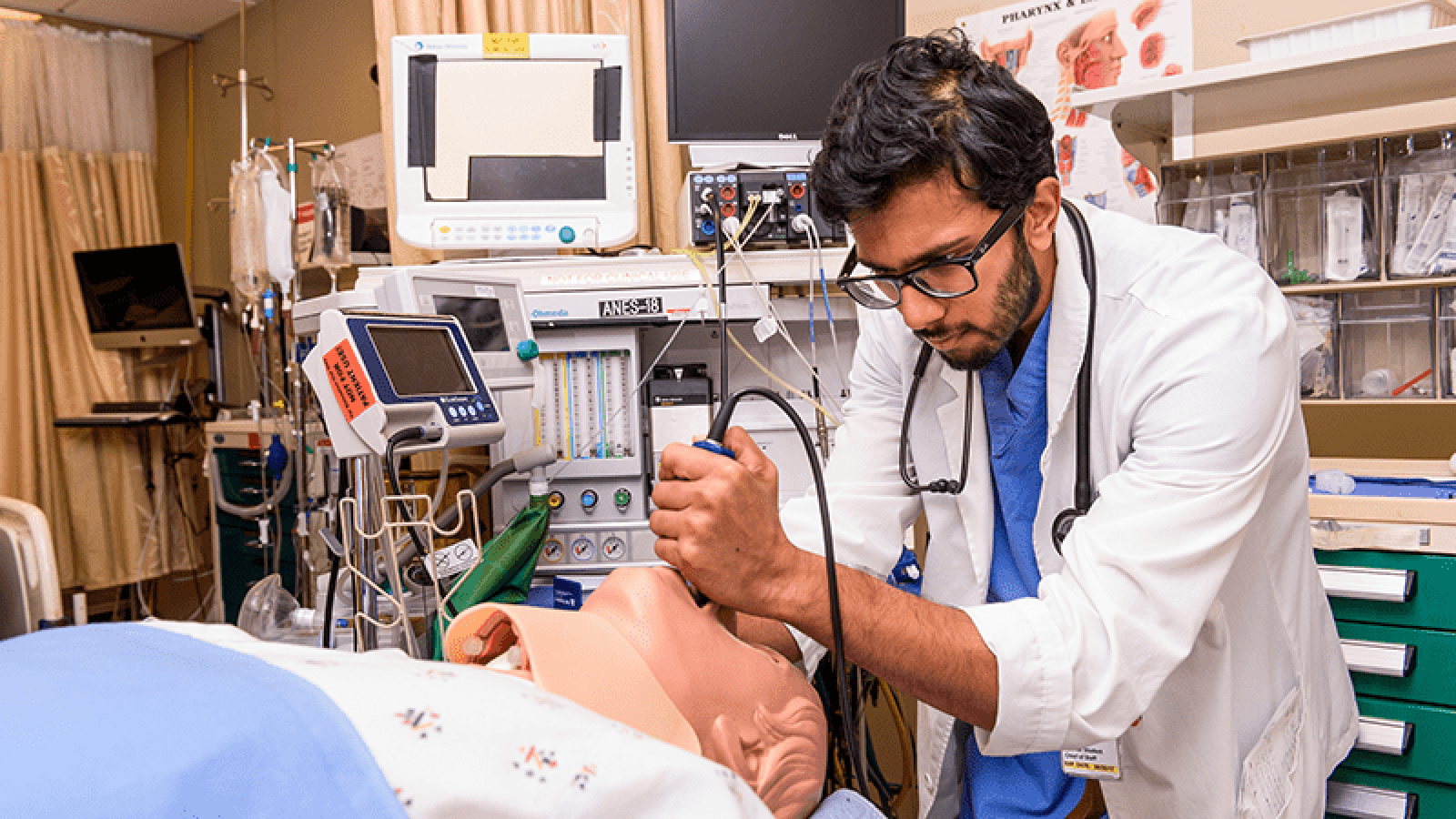 Photo of medical student in SIM lab